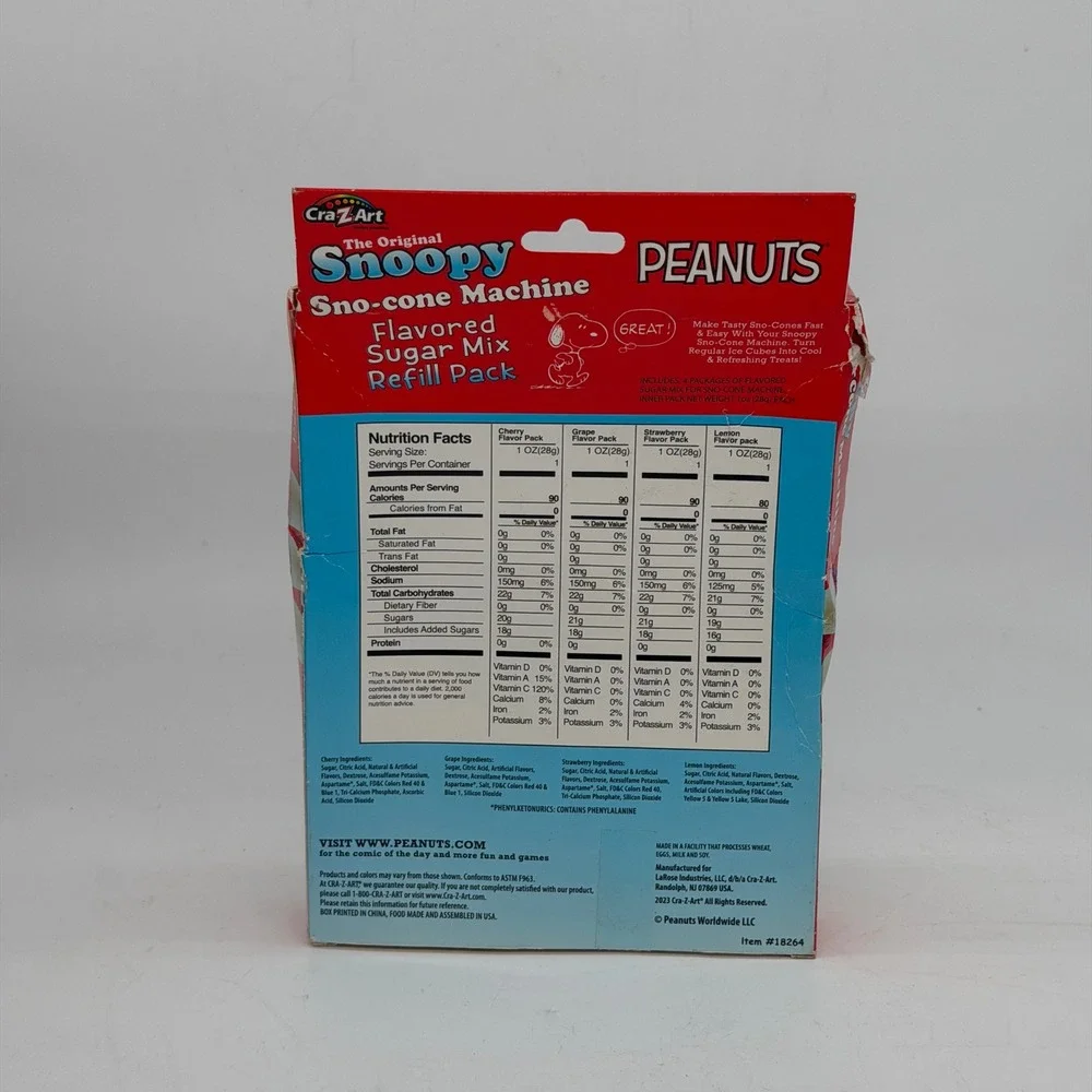 Cra-Z-Art Peanuts Snoopy Sno-cone Machine with 4-Flavor Refill Pack Set NEW